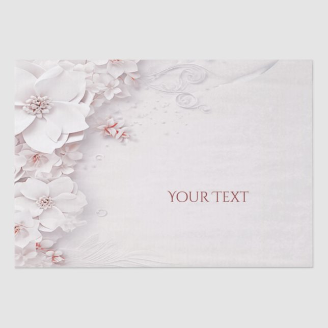 Ivory Blush Pink Floral Tissue Paper (Front)