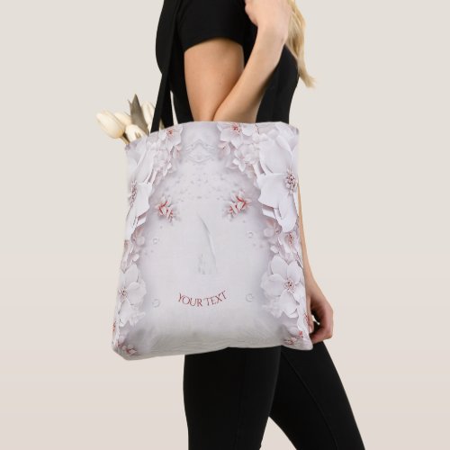 Ivory Blush Pink Floral Tote Bag