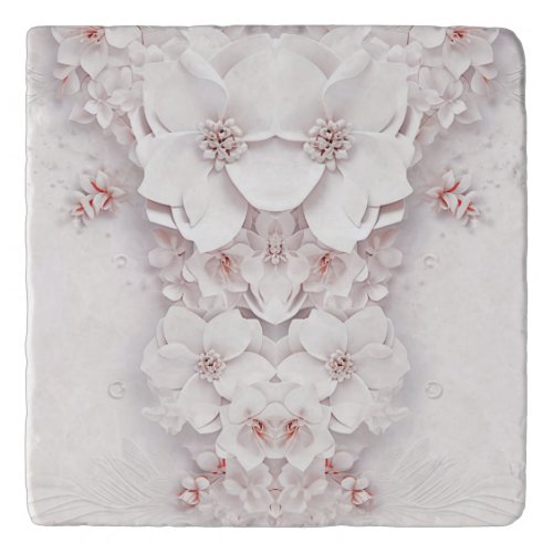 Ivory Blush Pink Floral Trivet