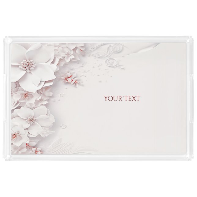 Ivory Blush Pink Floral Vanity Tray (Front)