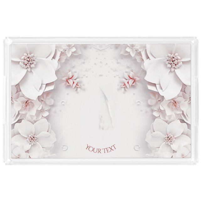 Ivory Blush Pink Floral Vanity Tray (Front)