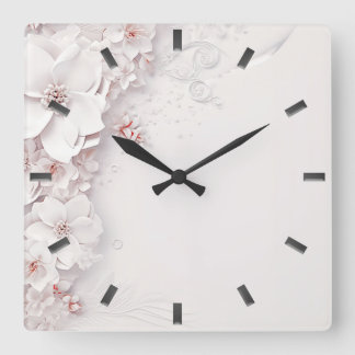 Ivory Blush Pink Floral Wall Clock