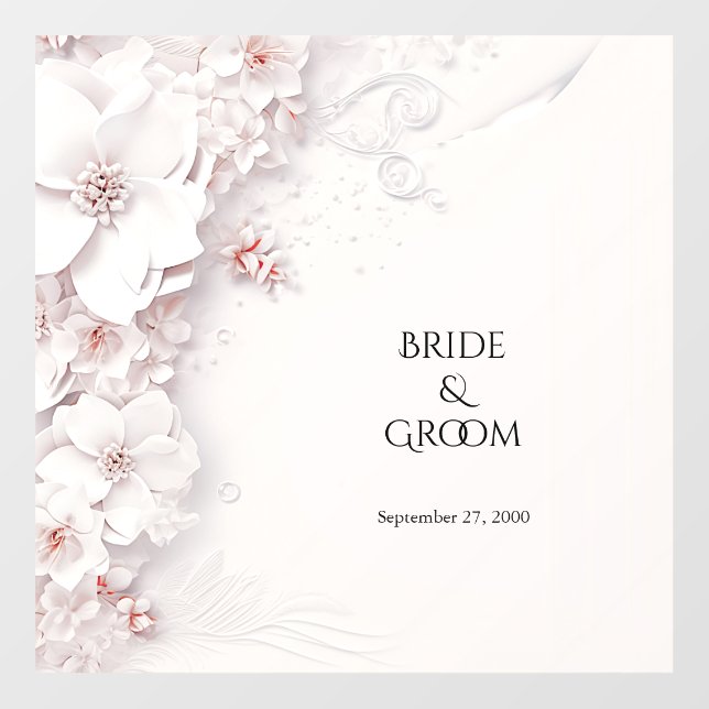 Ivory Blush Pink Floral Wedding Floor Decal (Front)