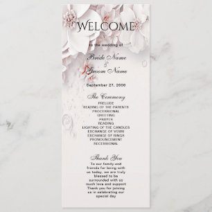 Ivory Blush Pink Floral Wedding Program