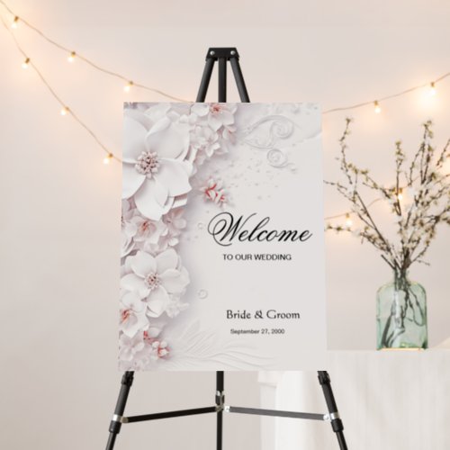 Ivory Blush Pink Floral Wedding Welcome Foam Board