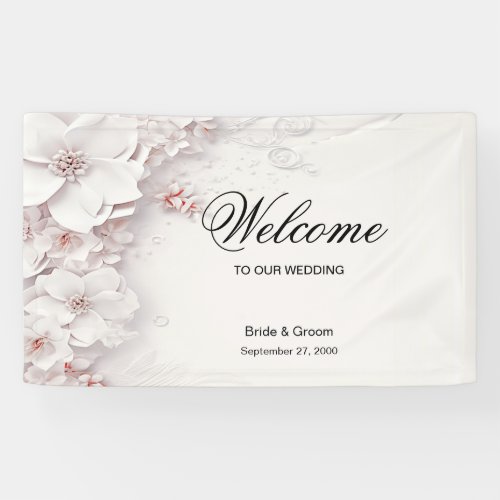 Ivory Blush Pink Floral Welcome Banner