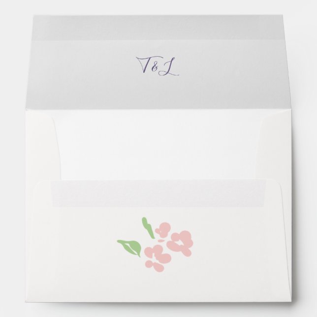 Ivory | Blush Pink Rose Wedding Envelope (Back (Bottom))