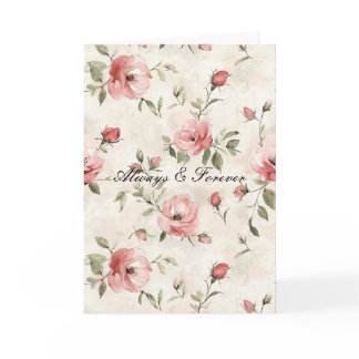 Ivory Blush Pink Roses Floral Forever Love Card