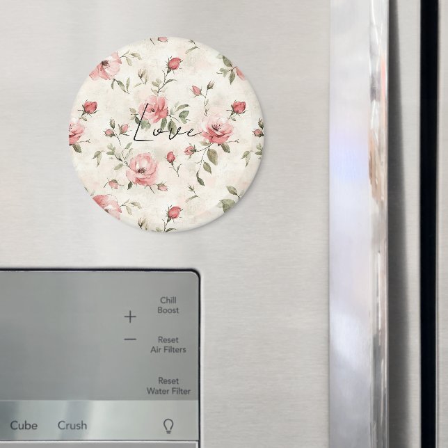 Ivory Blush Pink Roses Floral Wedding Magnet (In Situ (Fridge))