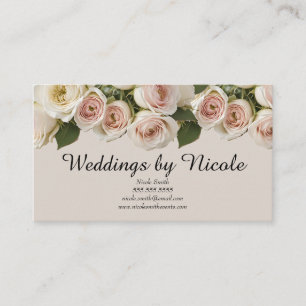 Ivory & Blush Roses Wedding Planner Event Planner Business Card