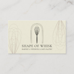 Ivory Blush Stylish Whisk Logo Home Bakery Business Card