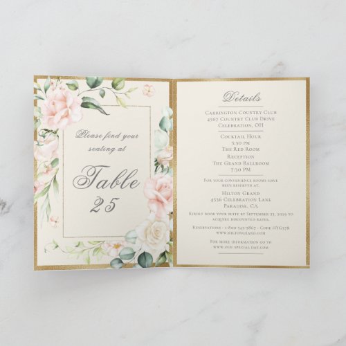 Ivory Blush Watercolor Romantic Floral Wedding Invitation