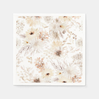 Ivory Boho Floral Napkins