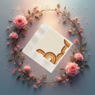 ivory Bold Retro 1970s Wedding Napkins