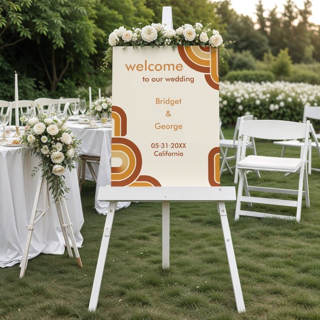 ivory Bold Retro 1970s Wedding welcome  Foam Board (Creator Uploaded)