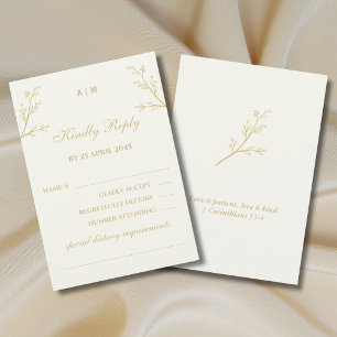 Ivory Botanical Christian Wedding RSVP Card