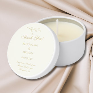 Ivory Botanical Christian Wedding Thank You Mini Candle Favors