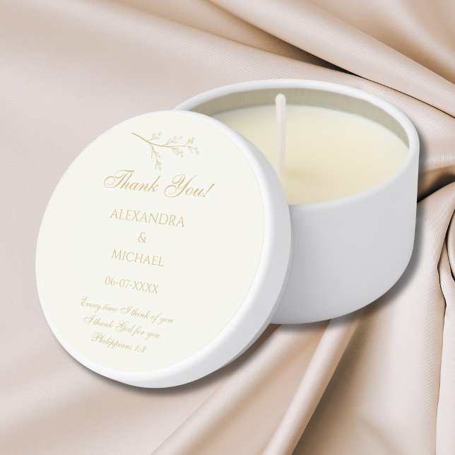Ivory Botanical Christian Wedding Thank You Mini Candle Favors (Creator Uploaded)