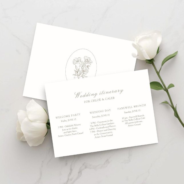 Ivory | Botanical Wedding Weekend Timeline Invitation (Creator Uploaded)