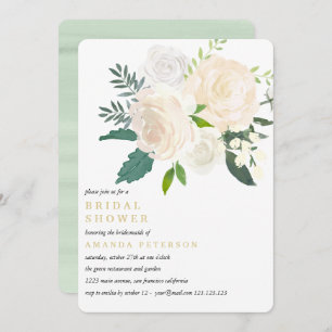 Ivory Bouquet Floral Wedding Bridal Shower Invitation