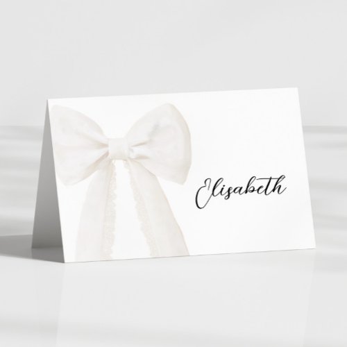 Ivory Bow Bridal Shower Table Name Card