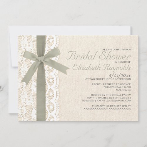Ivory Bow &amp; Lace Bridal Shower Invitations