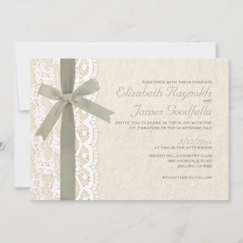 Ivory Bow &amp; Lace Wedding Invitations