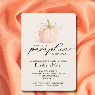 Ivory Bow Little Pumpkin Baby Shower Invitation