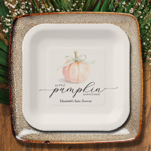 Ivory Bow Little Pumpkin Baby Shower Paper Plates