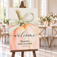 Ivory Bow Little Pumpkin Baby Shower Welcome