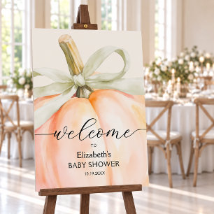 Ivory Bow Little Pumpkin Baby Shower Welcome Foam Board