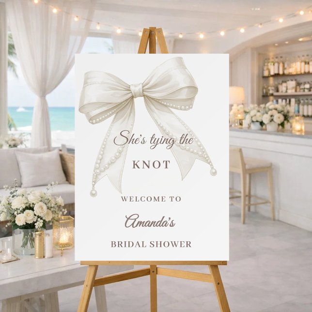 Ivory bow pearls knot Bridal Shower welcome Foam Board (Creator Uploaded)