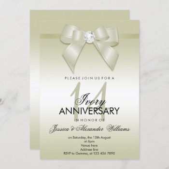 Ivory Bow & Ribbon 14th Wedding Anniversary Invitation by Sarah_Designs at Zazzle