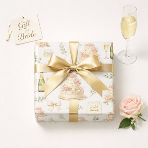 Ivory Bows & Champagne Bridal Shower Pattern Wrapping Paper