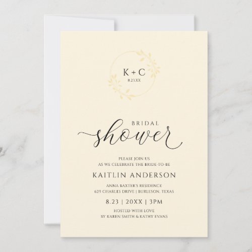 Ivory Bridal Shower Elegant Delicate Calligraphy Invitation