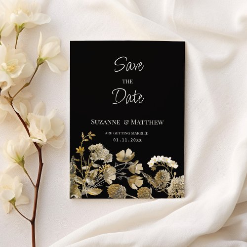 Ivory brown black wildflower winter Save the Date  Invitation