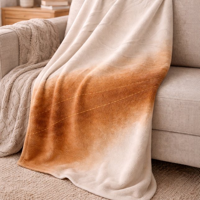 Ivory Brown Fade Fleece Blanket (Ivory fades into warm brown with subtle gold detail, bringing depth and balance to neutral spaces.)
