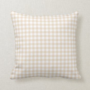 Ivory Brown Gingham Pattern Throw Pillow by Richard__Stone at Zazzle
