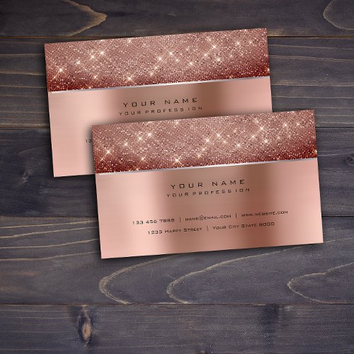 Ivory Brush Pearly Copper Steel Silver Glitter VIP Business Card