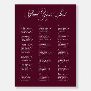 Ivory Burgundy Alphabetical Wedding Seating Chart Foam Board