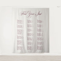 Ivory Burgundy Alphabetical Wedding Seating Chart