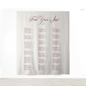 Ivory Burgundy Alphabetical Wedding Seating Chart Tapestry