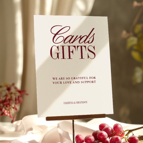 Ivory &amp; Burgundy Cards &amp; Gifts Wedding Sign