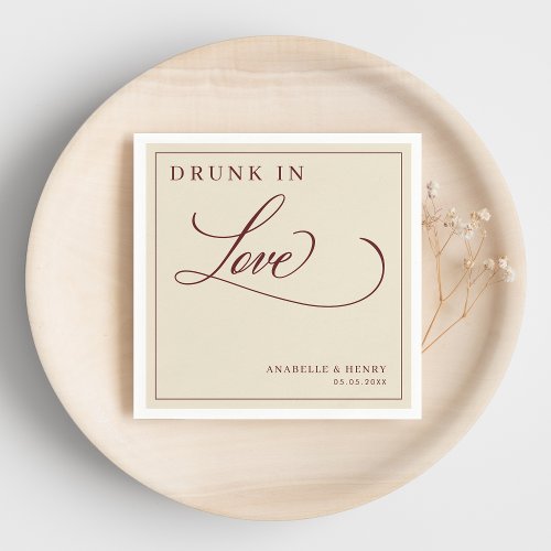 Ivory & Burgundy Drunk in Love Elegant Wedding