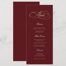 Ivory & Burgundy Old Money Aesthetic Retro Wedding Menu