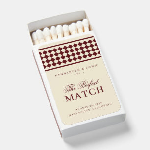 Ivory & Burgundy Old Money Vintage Wedding Favor Matchboxes