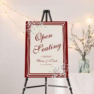 Ivory Burgundy Pearl Open Seating Wedding Sign