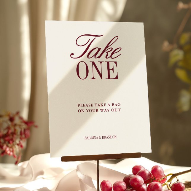 Ivory & Burgundy Take One Wedding Favor Sign (Ivory & Burgundy Take One Wedding Favor Sign)