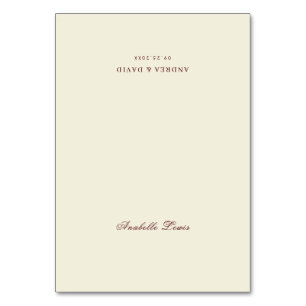 Ivory Burgundy Wedding Place Card with Guest Name