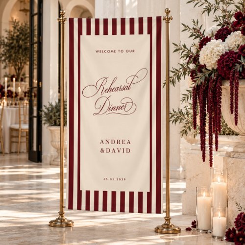 Ivory & Burgundy Wedding Rehearsal Welcome Sign